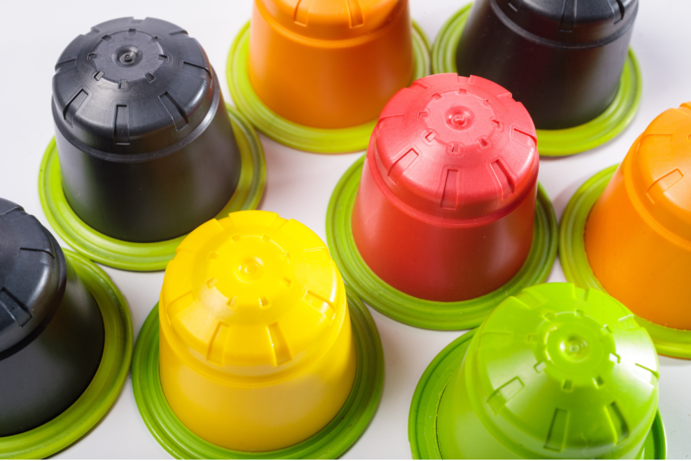 Colorful coffee pods that are compostable